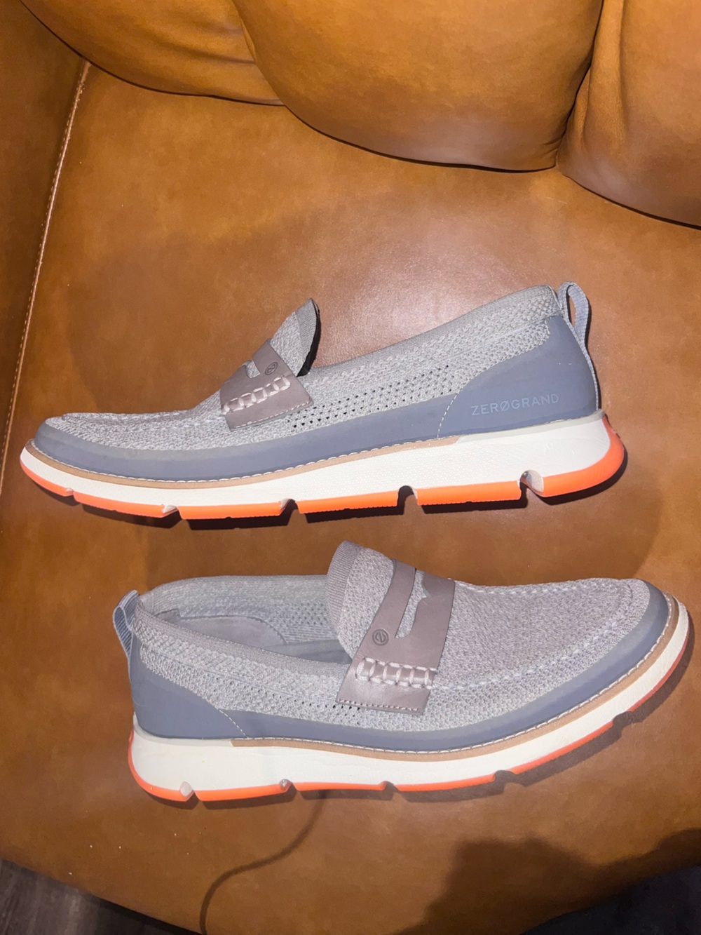 Cole Haan 4.ZERØGRAND Stitchlite Loafers gray leather penny strap men’s size 9M
